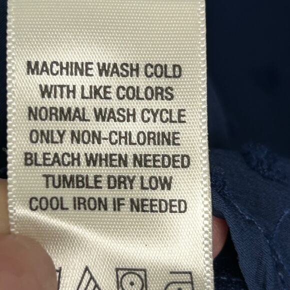 Beacon Apparel Blouse Womens 1X Navy Blue Swiss Dot Faux Wrap Long Sleeve - Picture 11 of 12